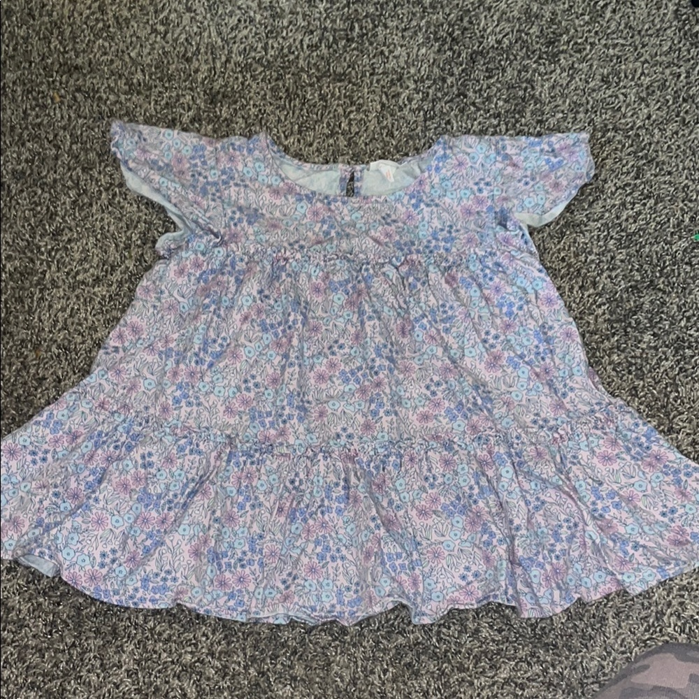 Cat & Jack Floral Kids Blouse - Blue and Pink